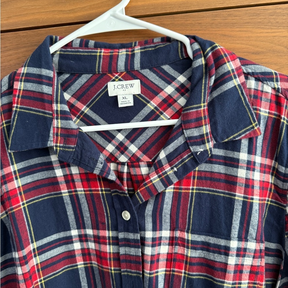 J.Crew | Women's Red & Blue Plaid‎ Flannel Shirt BC857 Size XL - Picture 4 of 12
